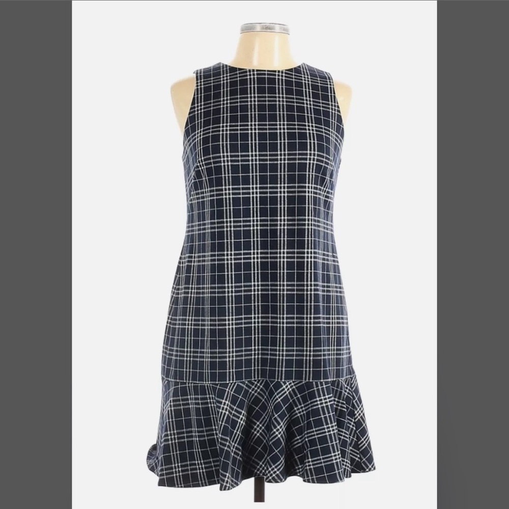 1901 Women Blue Plaid Casual Dress, Size 14